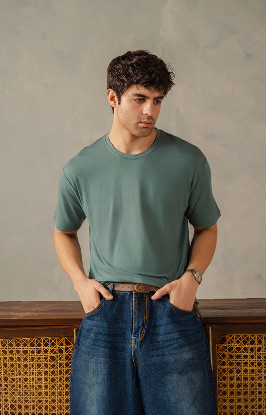 Sage Green Drop Shoulders T-Shirt