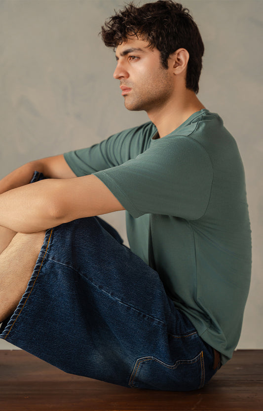 Sage Green Drop Shoulders T-Shirt