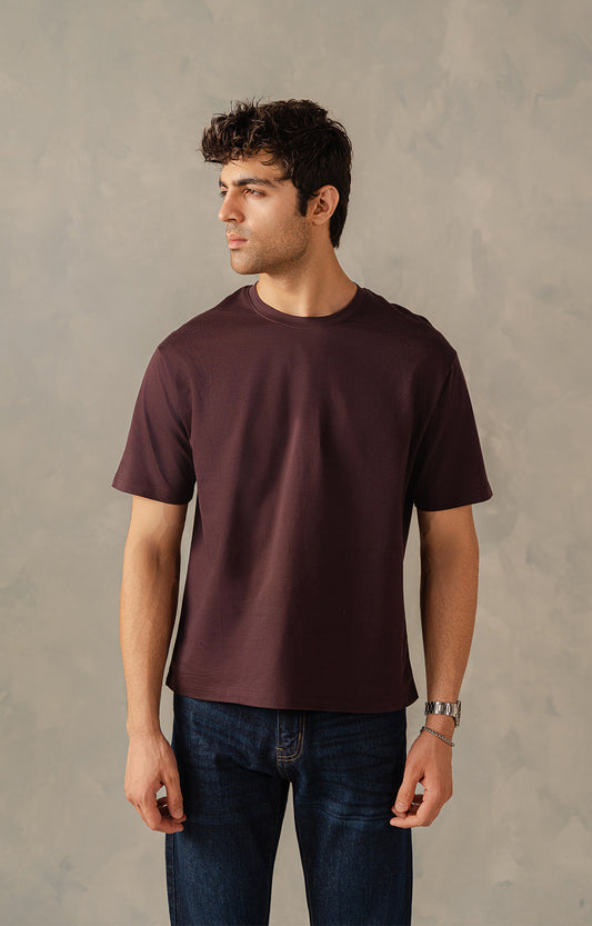 Maroon Drop Shoulders T-Shirt