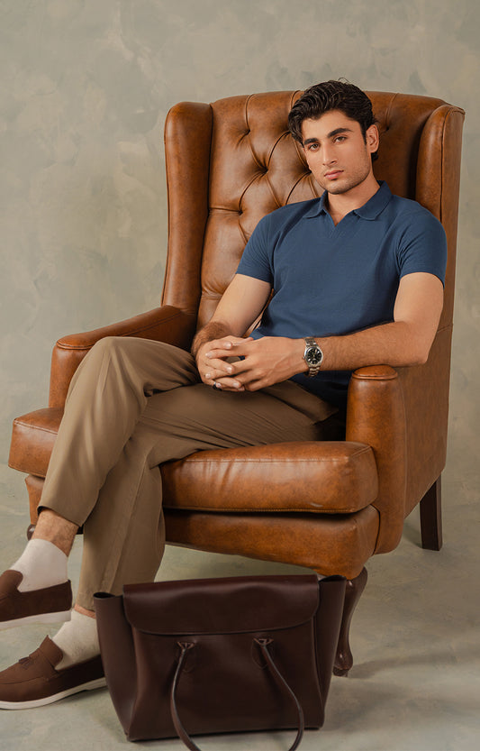 Yale Blue Knitted Polo