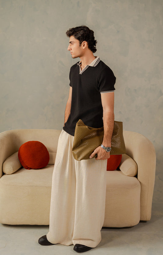 Black Tipping Knitted Polo
