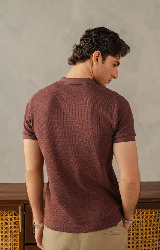 Dark Brown Textured Polo