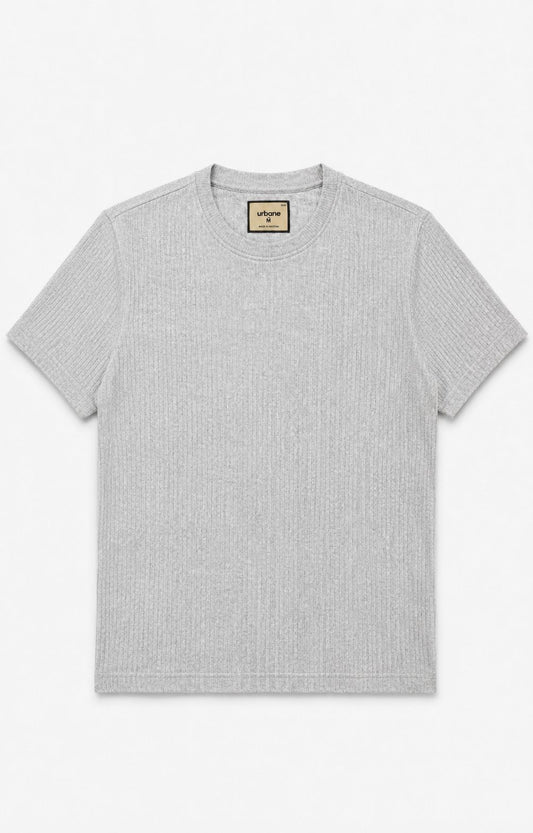 Light Grey Textured Crew Neck T-Shirt