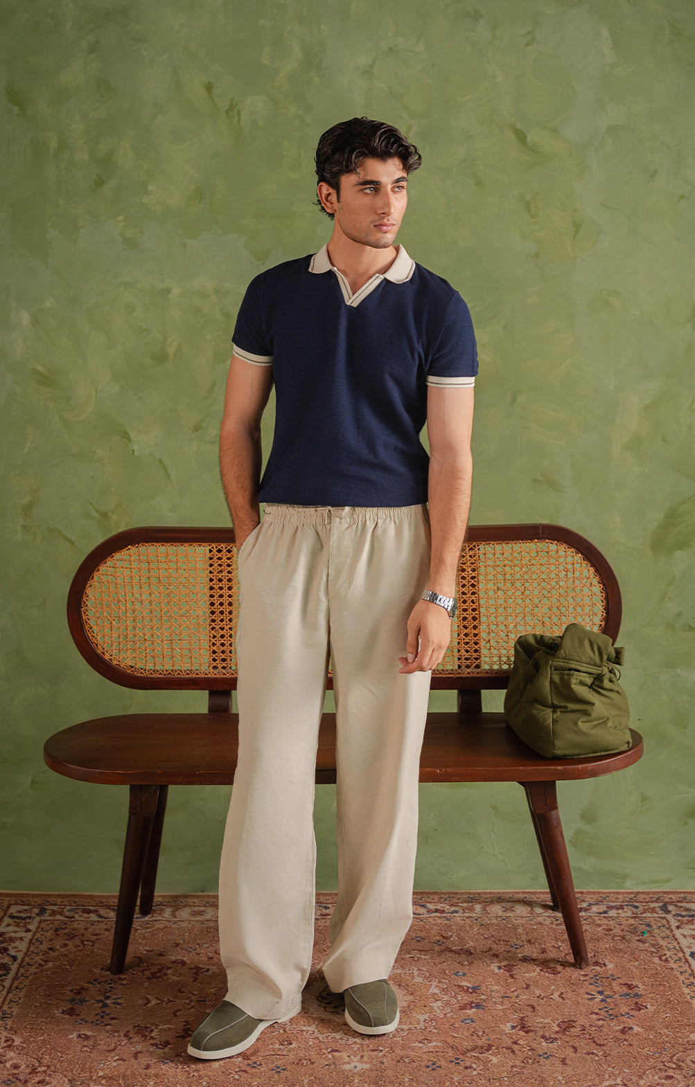 Navy Blue Tipping Knitted Polo