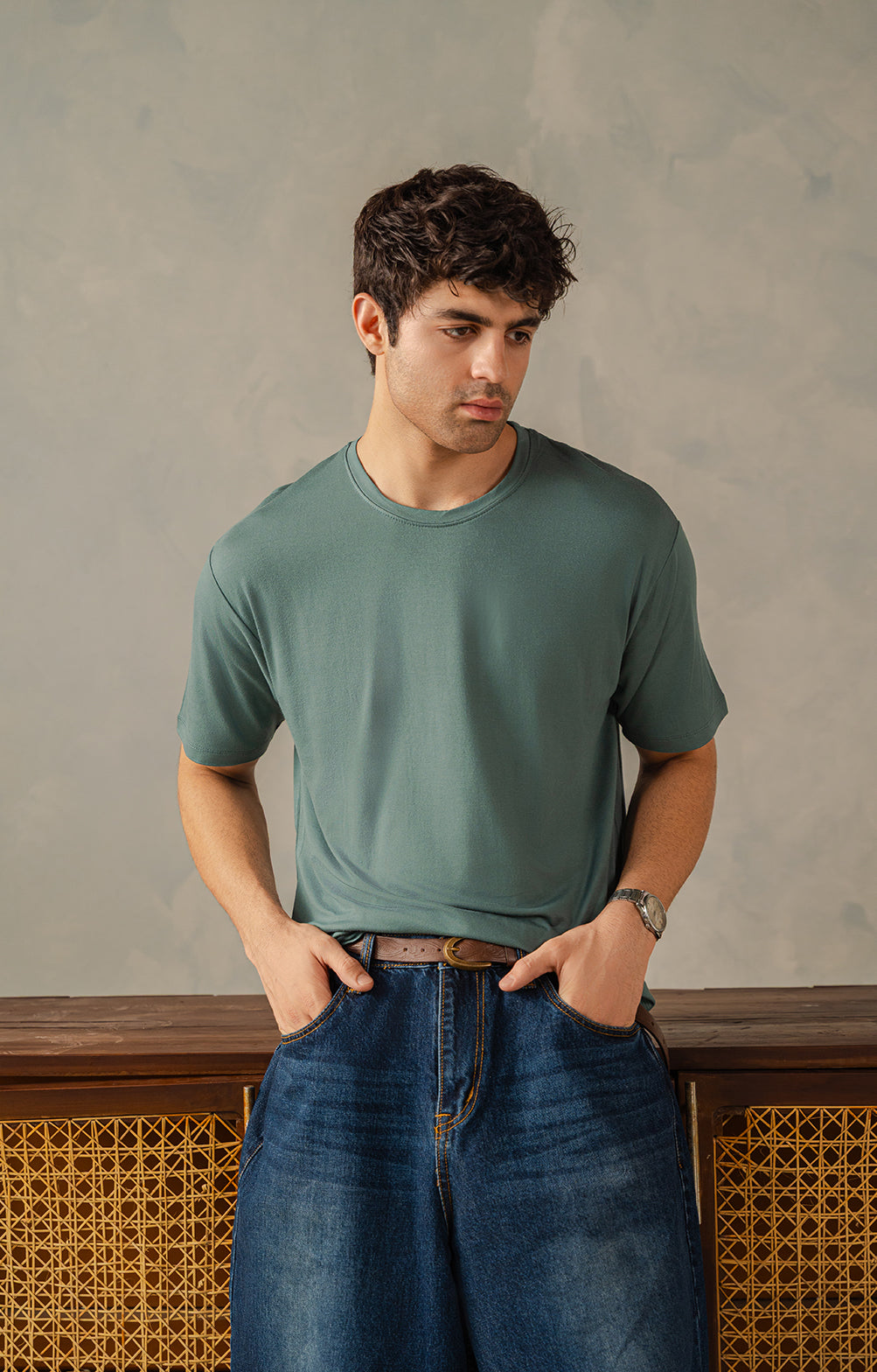 Sage Green Drop Shoulders T-Shirt