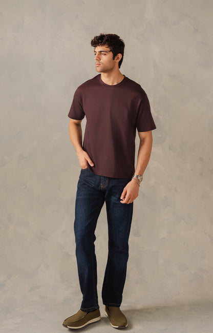 Maroon Drop Shoulders T-Shirt