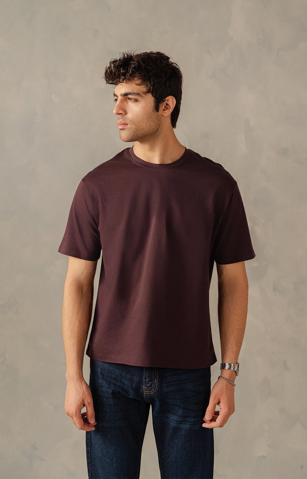 Maroon Drop Shoulders T-Shirt