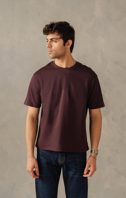 Maroon Drop Shoulders T-Shirt
