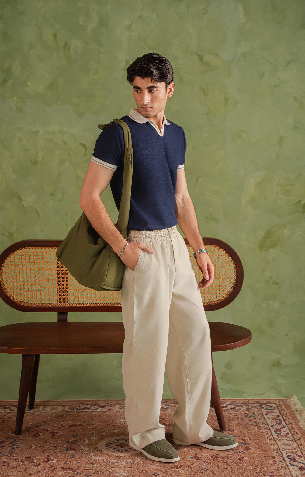 Navy Blue Tipping Knitted Polo