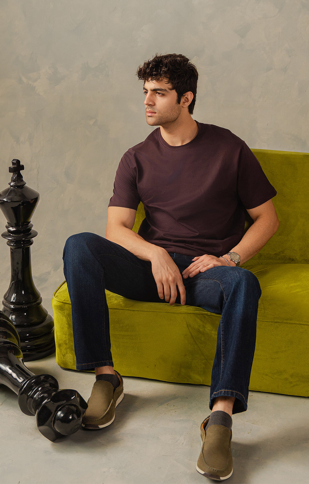 Maroon Drop Shoulders T-Shirt