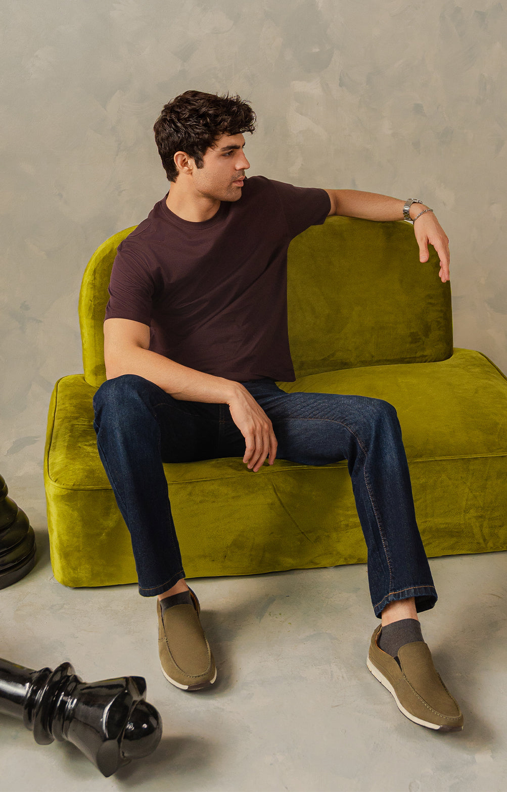 Maroon Drop Shoulders T-Shirt