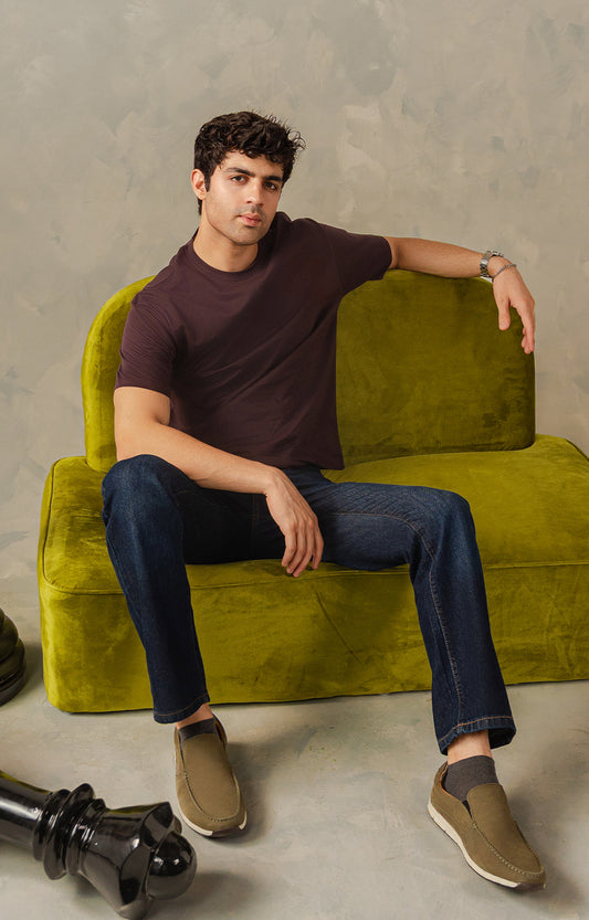 Maroon Drop Shoulders T-Shirt