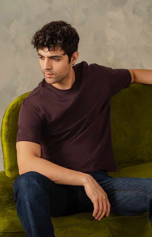 Maroon Drop Shoulders T-Shirt