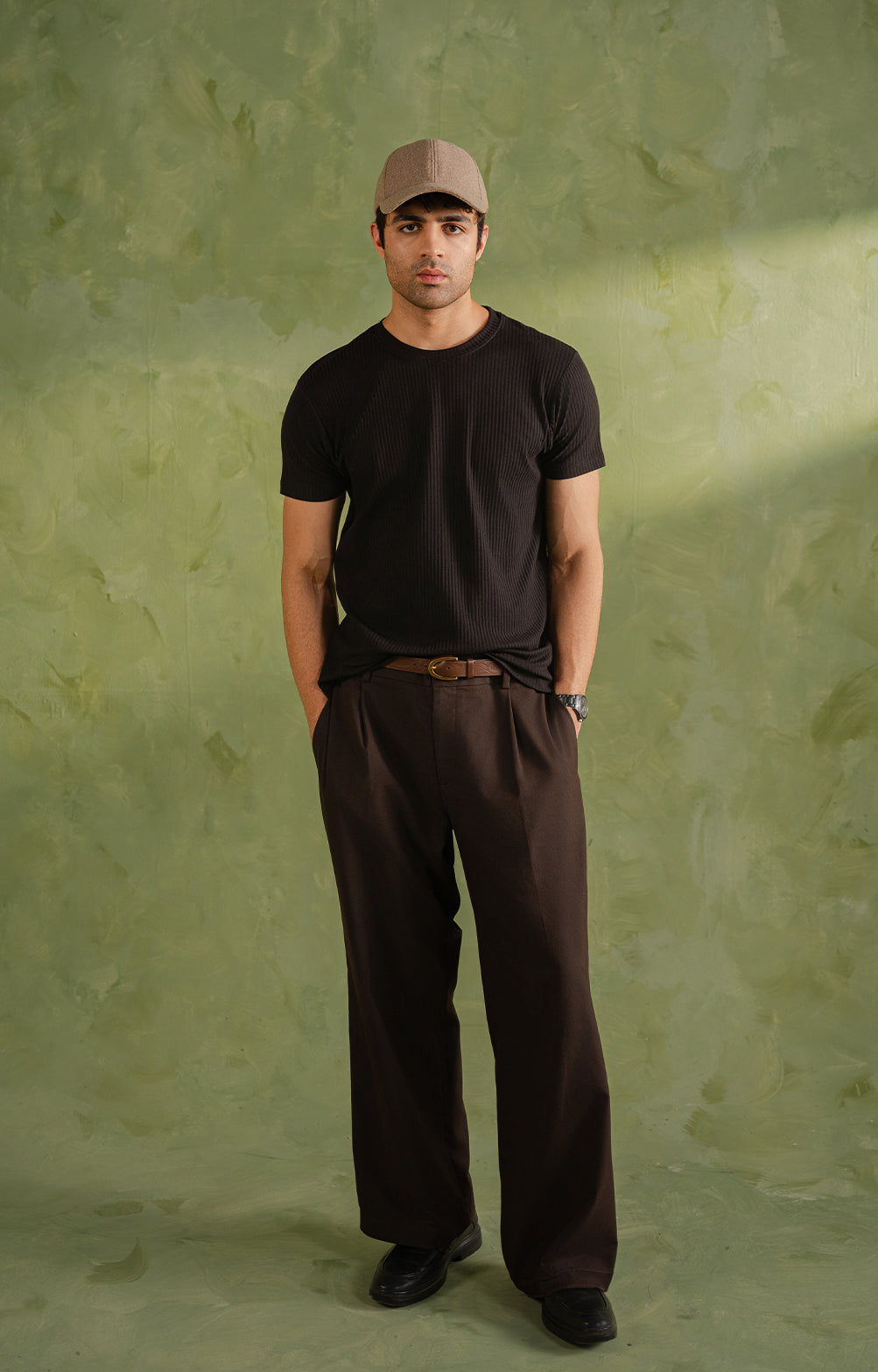 Black Textured Crew Neck T-Shirt