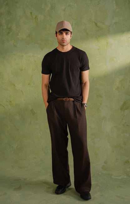 Black Textured Crew Neck T-Shirt