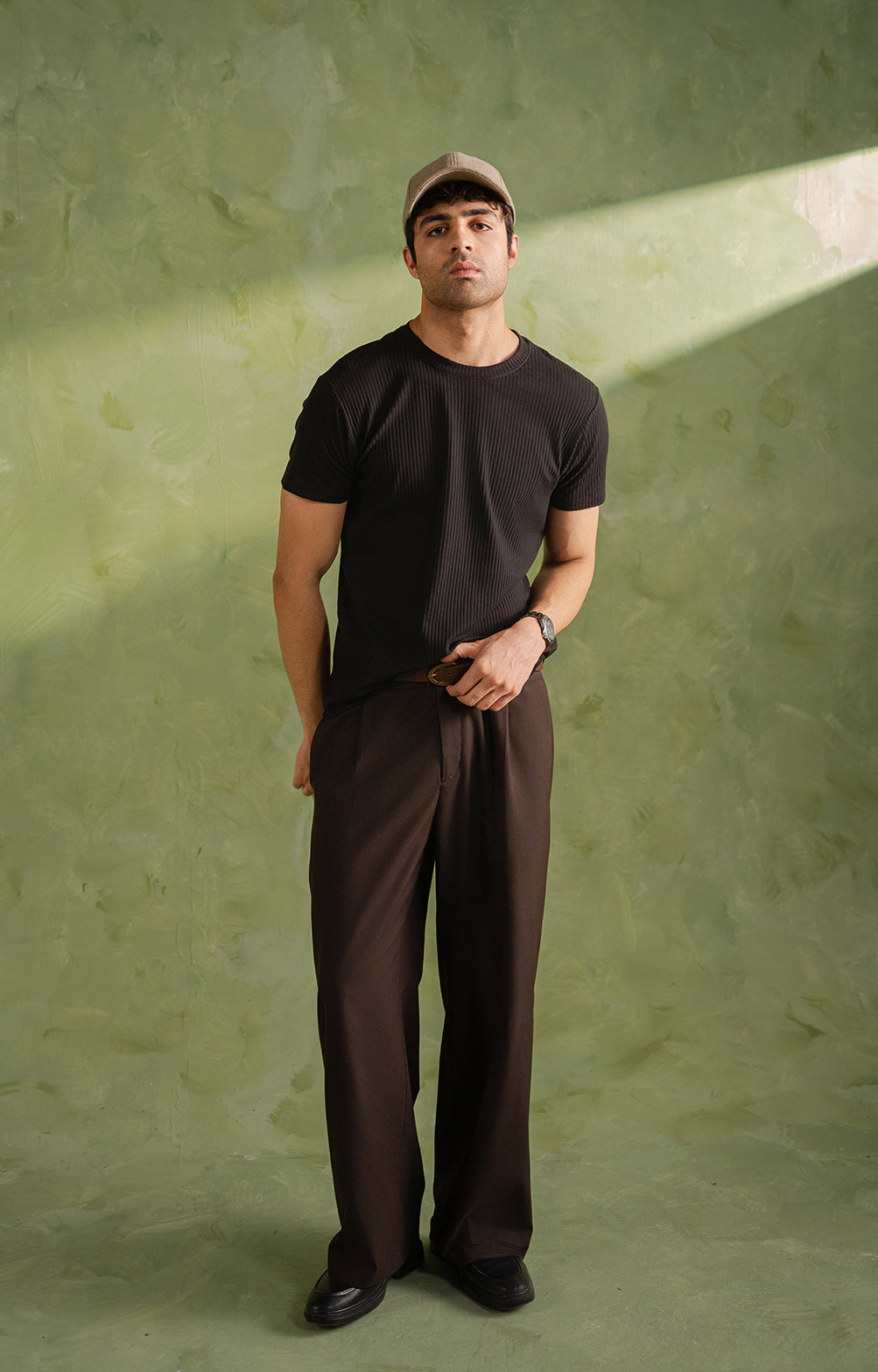 Black Textured Crew Neck T-Shirt