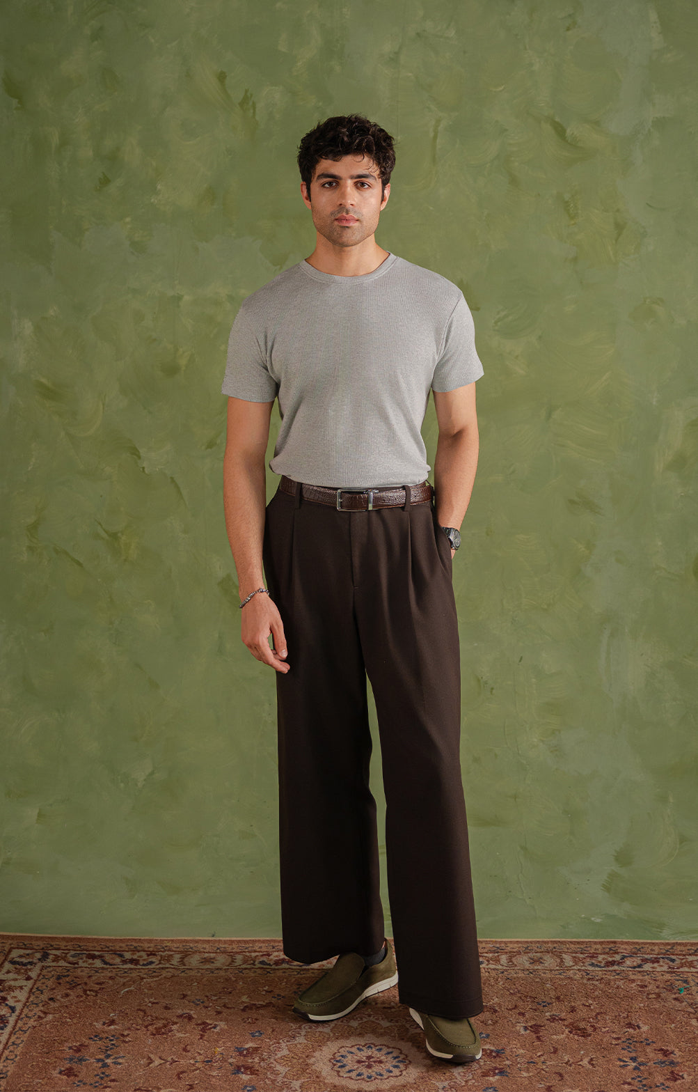 Light Grey Textured Crew Neck T-Shirt