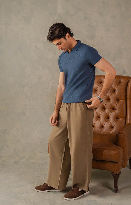 Yale Blue Knitted Polo