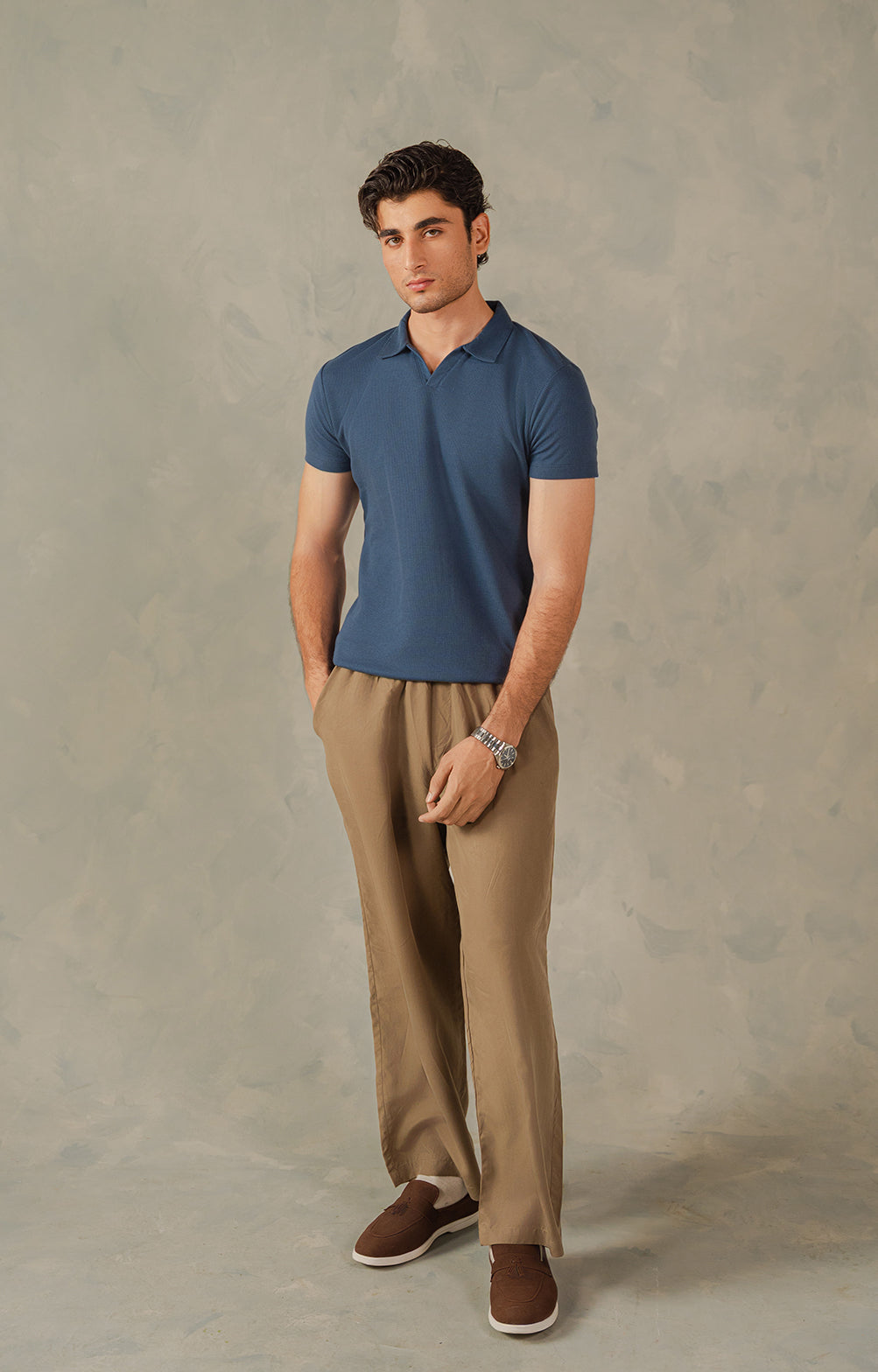 Yale Blue Knitted Polo