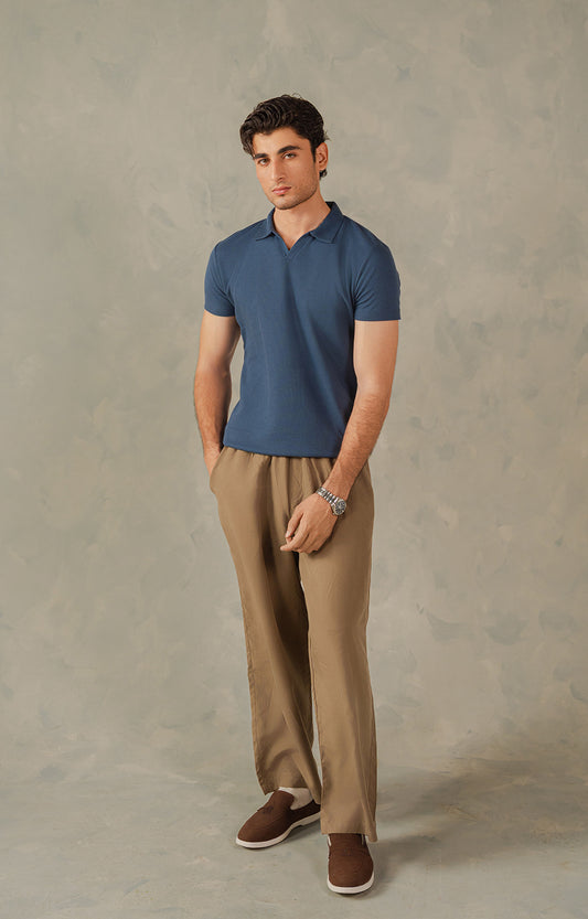 Yale Blue Knitted Polo