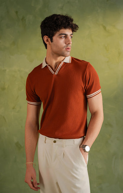 Rust Orange Tipping Polo