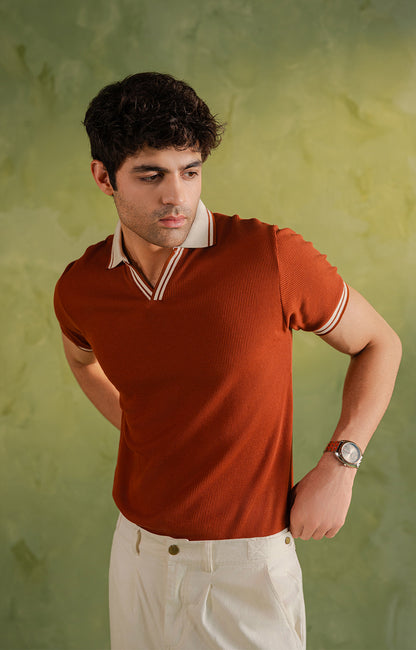 Rust Orange Tipping Polo