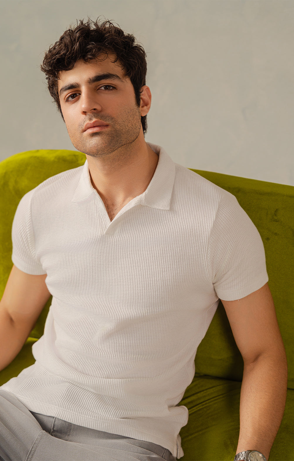 Classic White Textured Polo