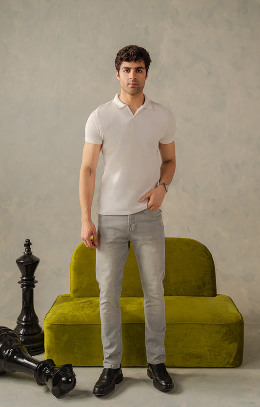 Classic White Textured Polo