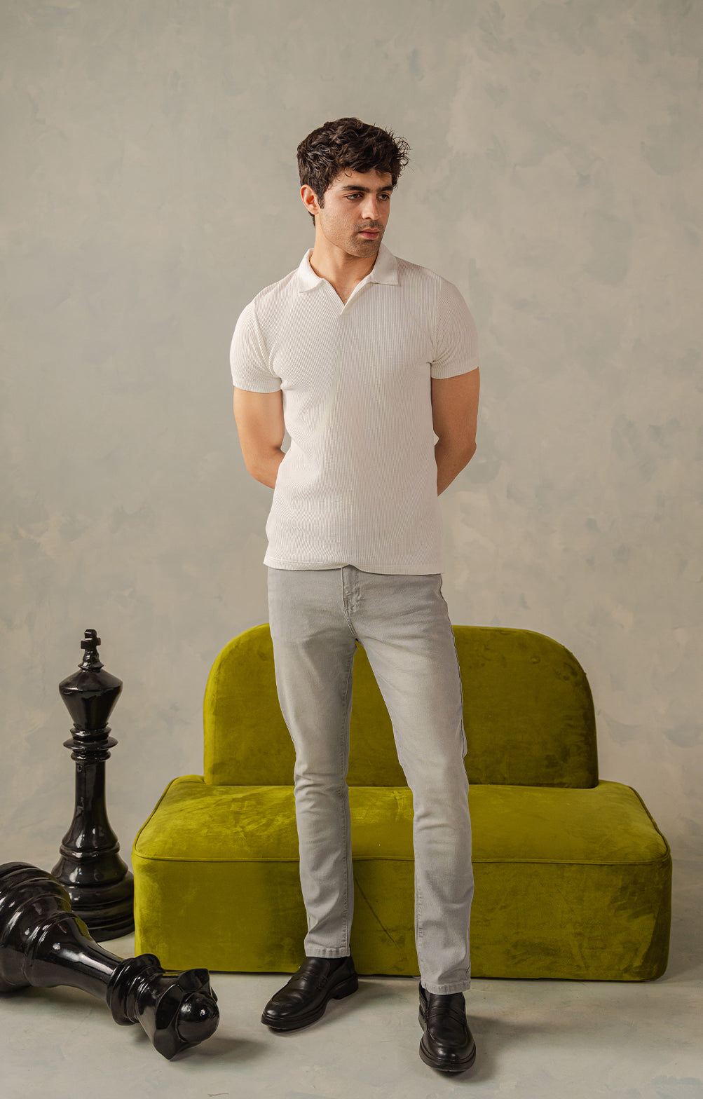 Classic White Textured Polo