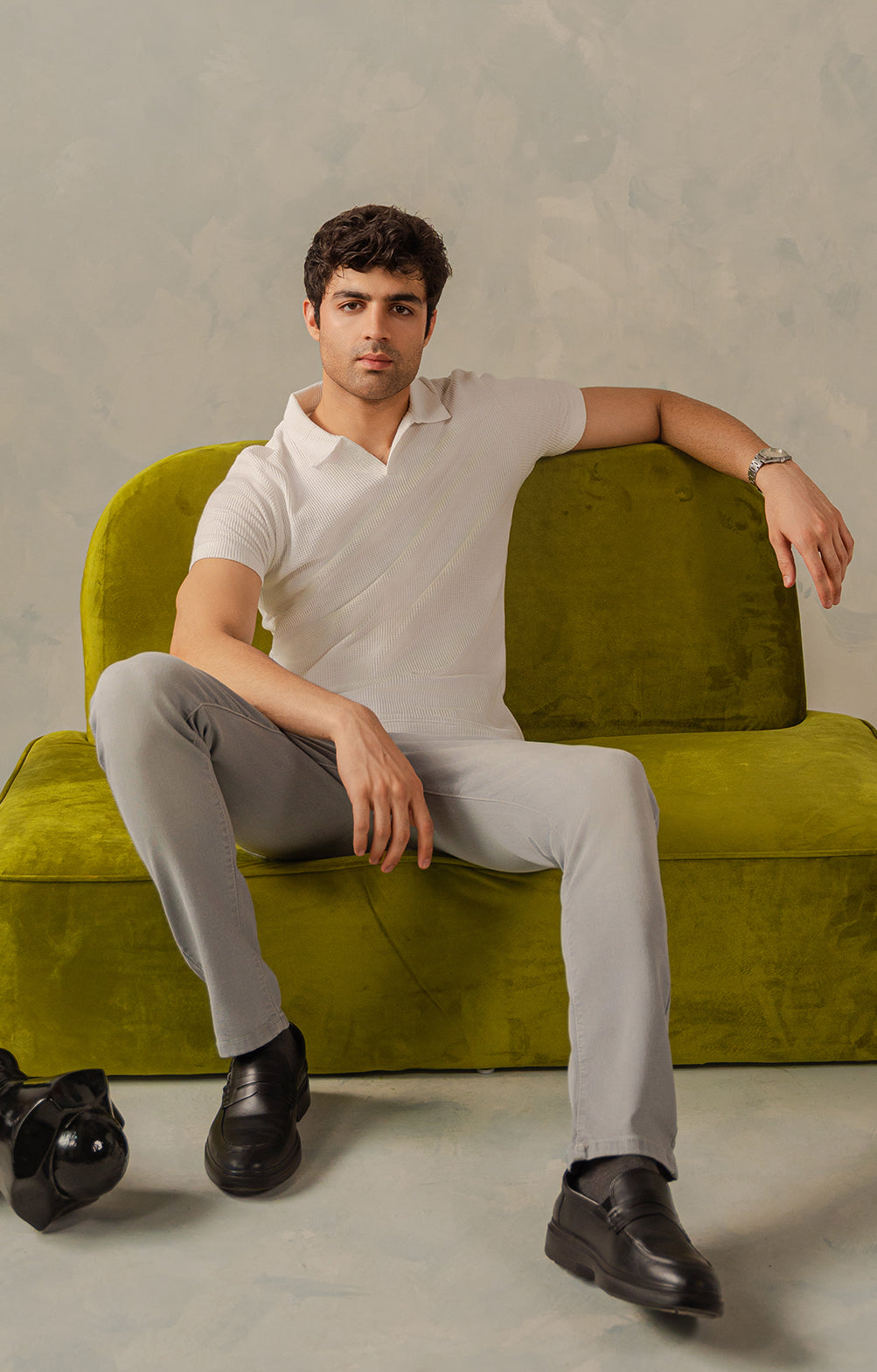 Classic White Textured Polo