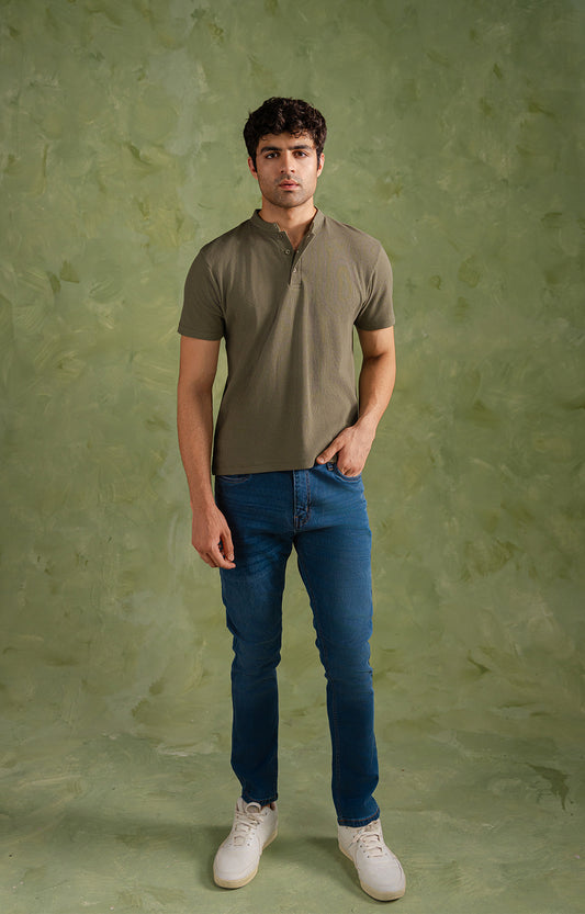 Olive Green Henley Shirt