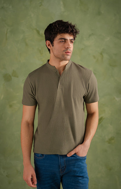 Olive Green Henley Shirt