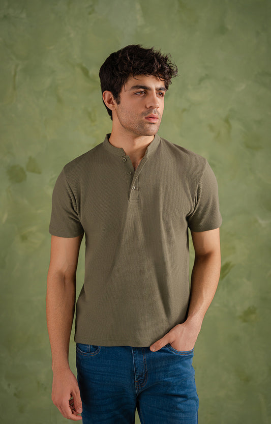 Olive Green Henley Shirt