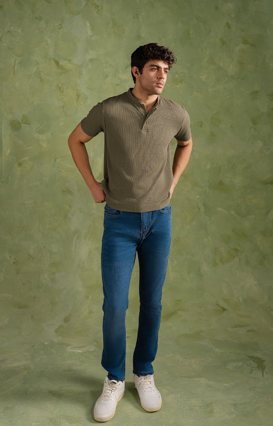 Olive Green Henley Shirt