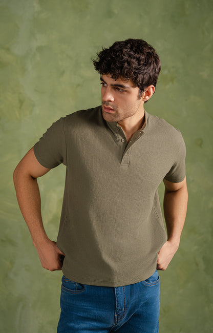 Olive Green Henley Shirt