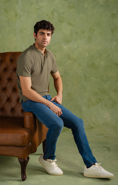 Olive Green Henley Shirt