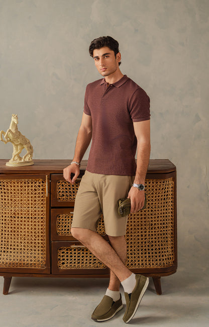Dark Brown Textured Polo