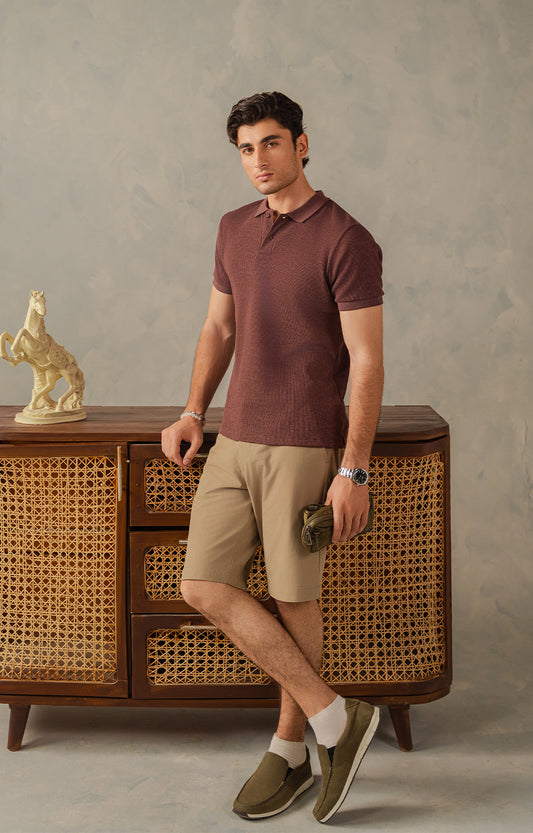 Dark Brown Textured Polo