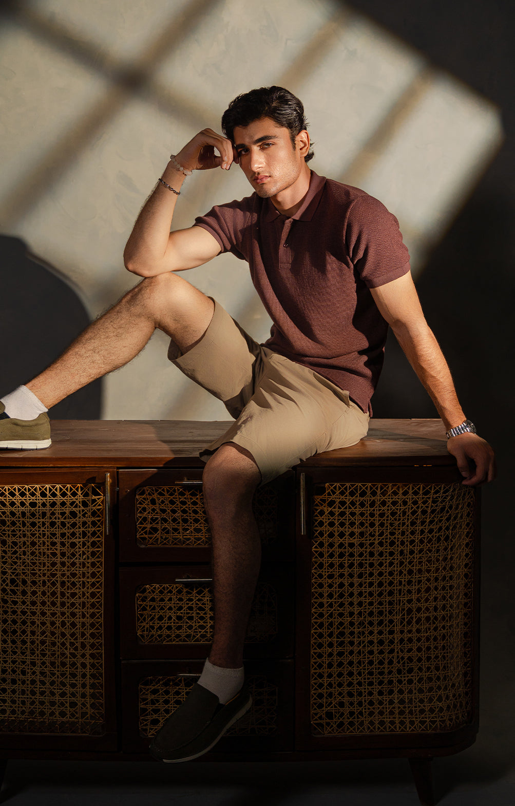 Dark Brown Textured Polo