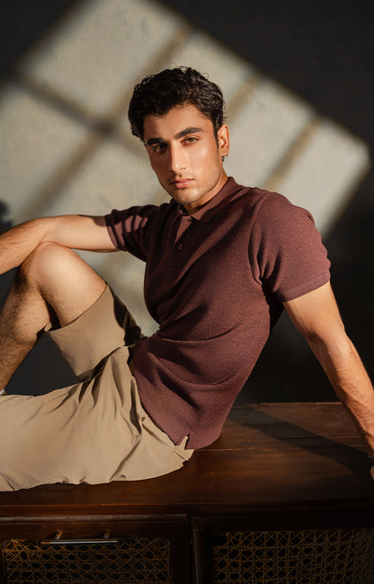 Dark Brown Textured Polo