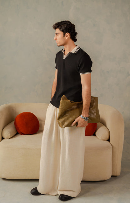 Black Tipping Knitted Polo