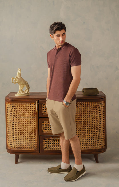 Dark Brown Textured Polo