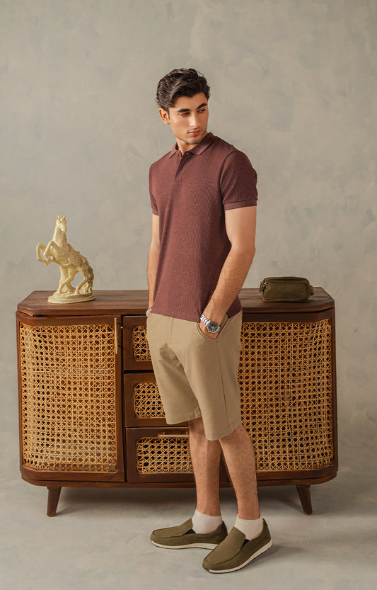 Dark Brown Textured Polo