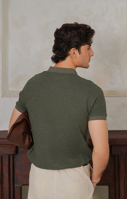 Olive Knitted Polo