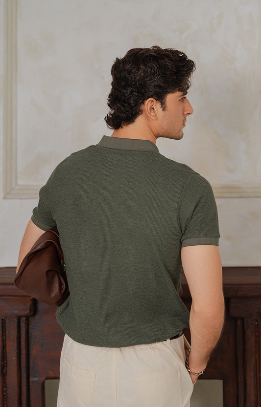 Olive Knitted Polo