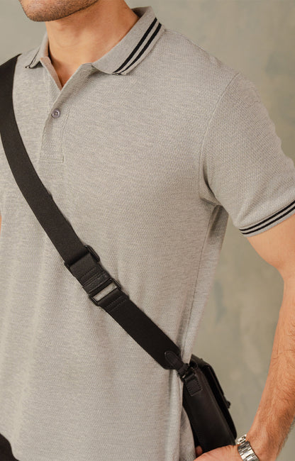 Light Grey Knitted Tipping Polo