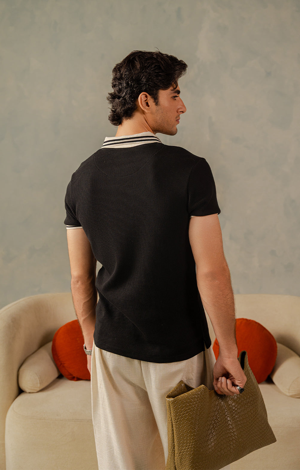 Black Tipping Knitted Polo