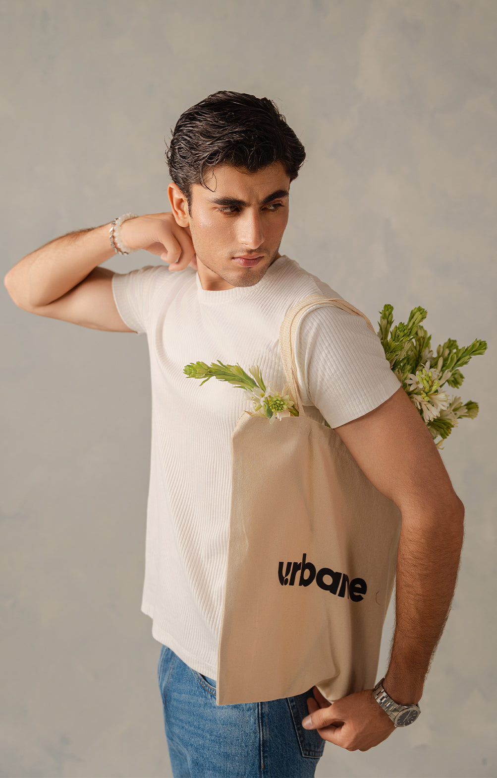 Classic White Textured Crew Neck T-Shirt