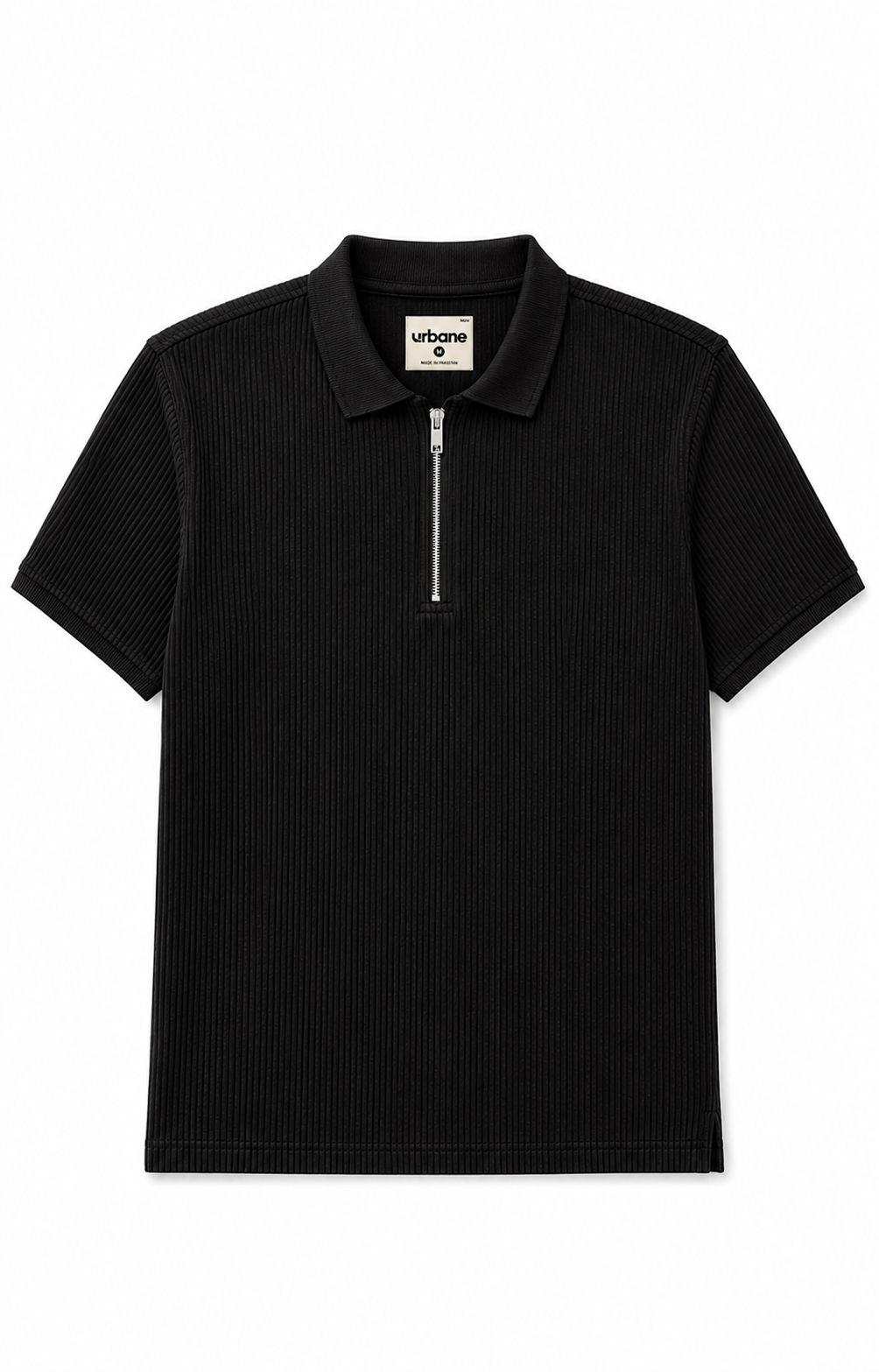 Black Knitted Zip Polo