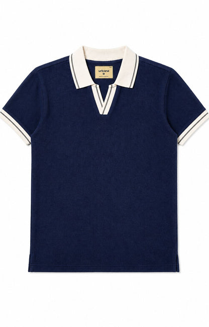 Navy Blue Tipping Knitted Polo